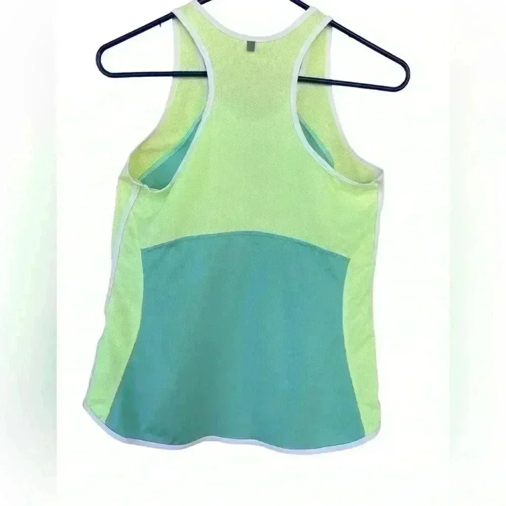 NIKE women’s workout tank top bright yellow and aqua blue size M used no flows